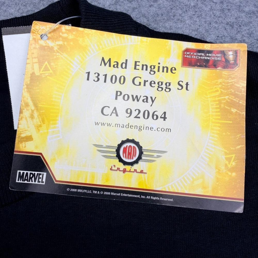 Iron Man 2008 Movie Mad Engine Gold Face T-Shirt Black XL New With Tags - Picture 7 of 15
